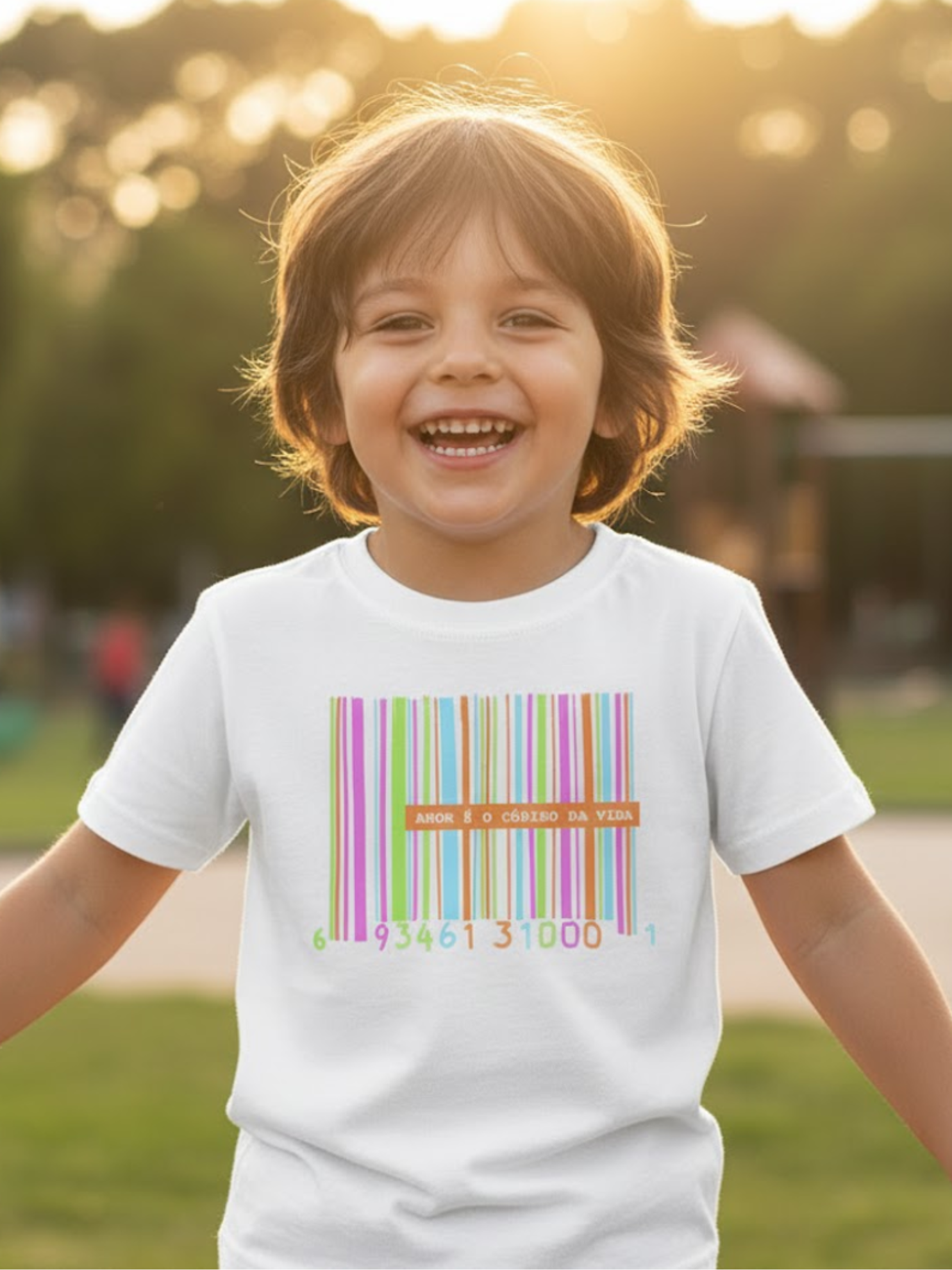 Camiseta "Amor é o código da vida" - versão colorida