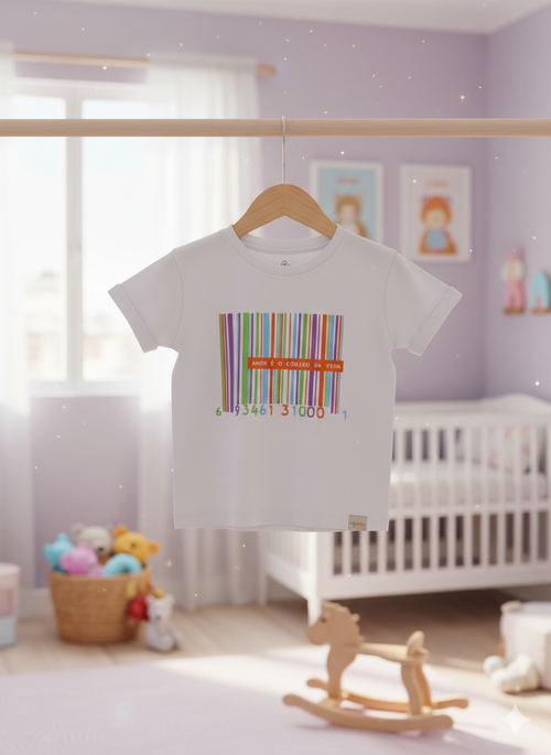 Camiseta "Amor é o código da vida" - versão colorida